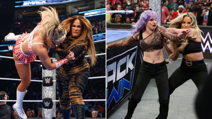 Nia Jax & Candice LeRae atacan a Tiffany Stratton & Trish Stratus luego de una exigente contienda titular