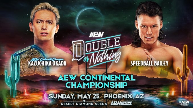 Kazuchika Okada defenderá el Título Continental de AEW frente a Mike Bailey en Double or Nothing 2025