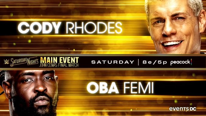 Oba Femi buscará la hazaña: derrotar a Cody Rhodes en WWE Saturday Night’s Main Event